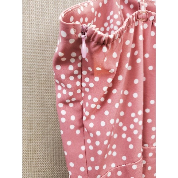 Nic & Jo Polka Dot Spaghetti Strap Asymmetrical Ruffle Hem Dress Size Large - Picture 5 of 8